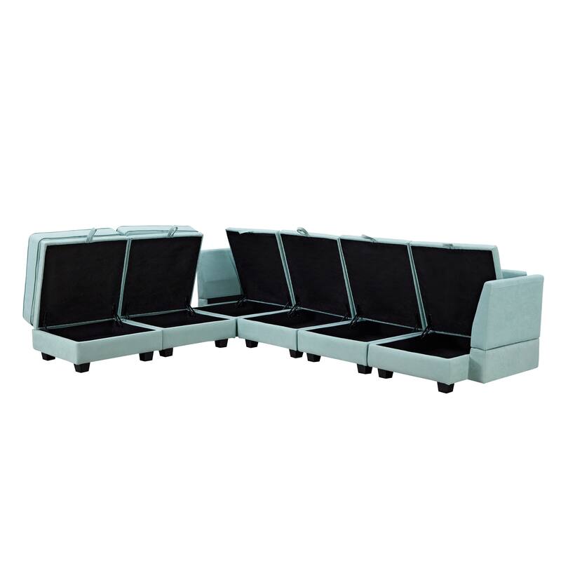Large U-Shape Modular Sofa Couch with Sofa Bed, Reversible Chaise, and Built-In Storage