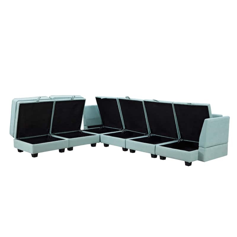 Modern U-Shape Modular Sectional Sofa, Convertible Sofa Bed with Reversible Chaise and Storage Seat for Living Room