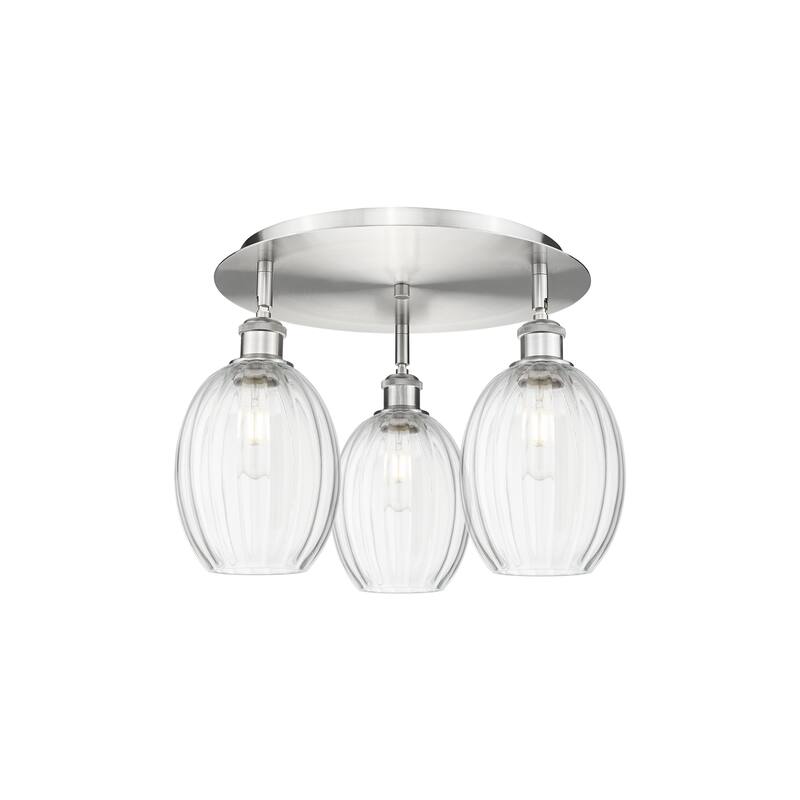 Innovations Lighting Endless Possibilities Ballston - Preston - 3 Light 18" Bulb Shade Flush Mount - Clear/Satin Nickel