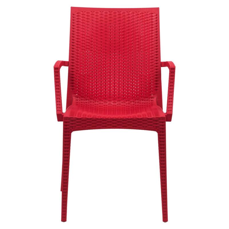 Mace Modern Woven Dining Chair with UV Protection, Armrests, Stackable Design for Indoor & Outdoor Use (Set of 4)
