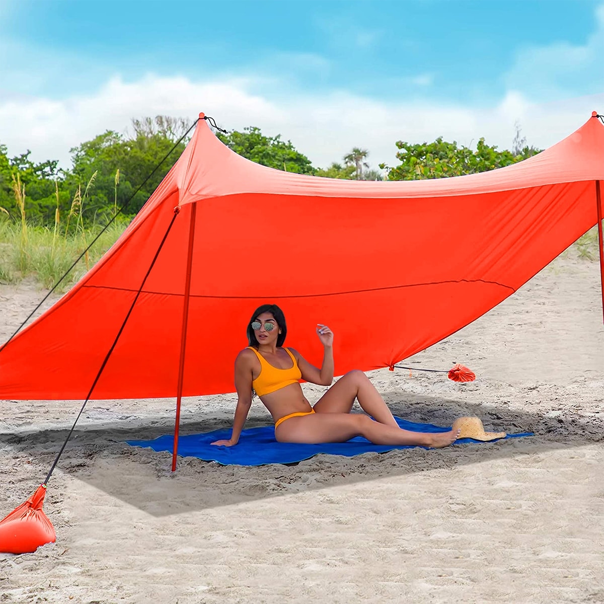 FUFUandGAGA Portable Canopy Beach Tent Sun Shelter Shade Sun Shade Tent with Sandbag