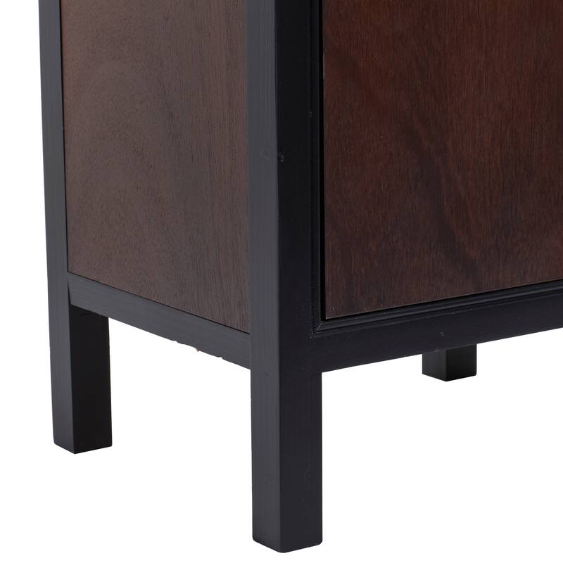 Dark Brown Wooden 1 Drawer 1 Shelf and 1 Door Cabinet