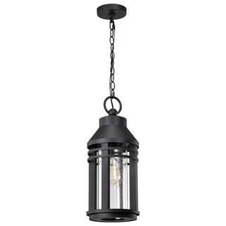 Wilton 1 Light Hanging Lantern Matte Black with Clear Seeded Glass