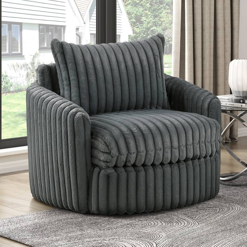 Genor 38.5" Corduroy Fabric Swivel Chair - 360-Degree Swivel