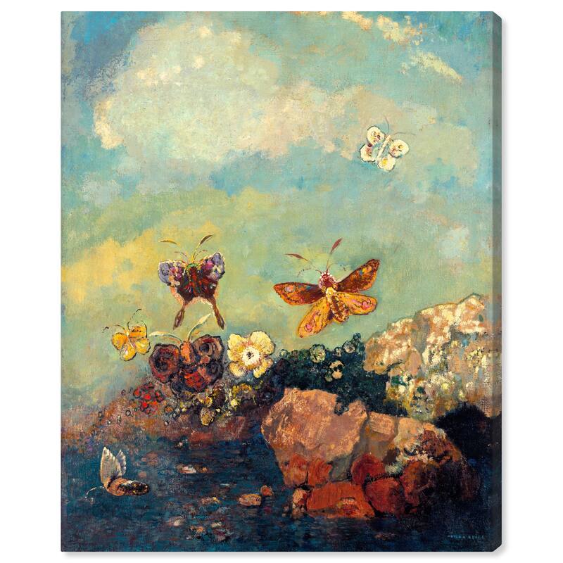 Wynwood Studio Canvas Animals Odilon Redon - Butterflies Blue and Celeste Traditional Wall Art Canvas Print