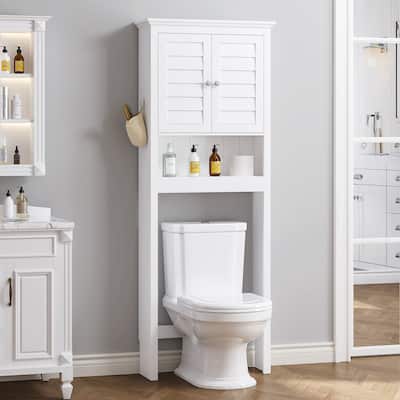 COSTARS Space-Saving Over-the-Toilet Storage Cabinet with Adjustable Shelf, White