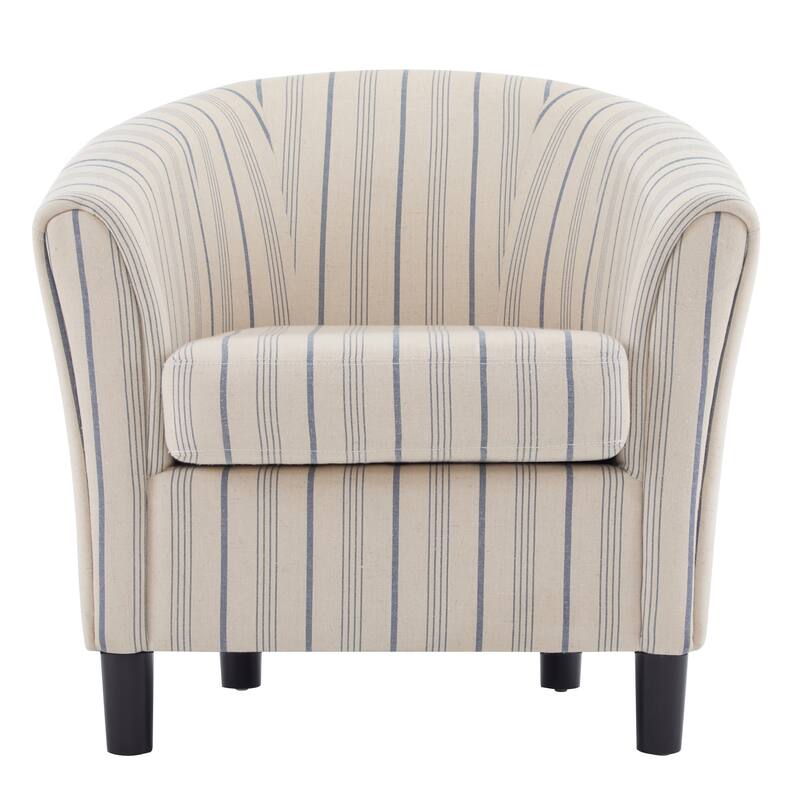 Striped Fabric Barrel Chair with Channel Stitching