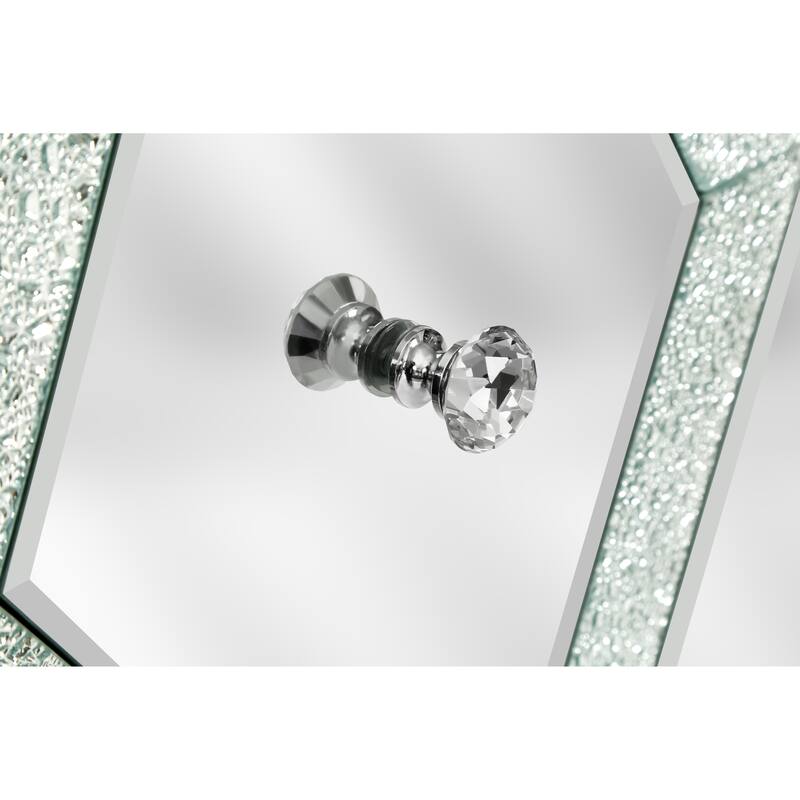 GDFStudio - DiamondLuxe Glam Mirrored Storage Cabinet with Crystal Handles