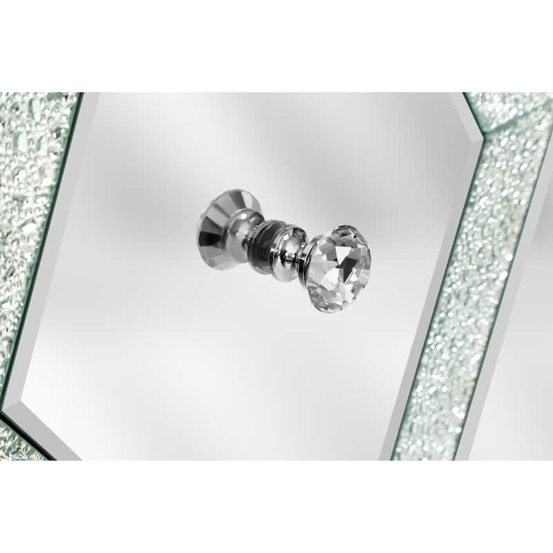 Storage Cabinet with Mirror Trim and Diamond Shape Design ,for Living Room, Dining Room, Entryway, Kitchen - Mirror - Silver
