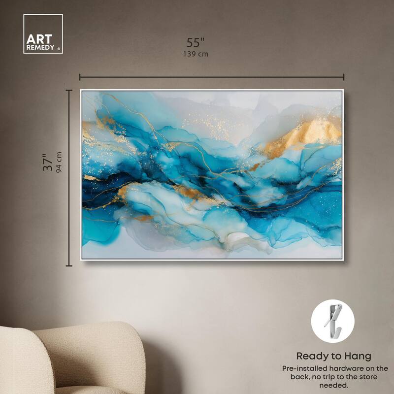 Ethereal Blue and Gold Canvas by Art Remedy