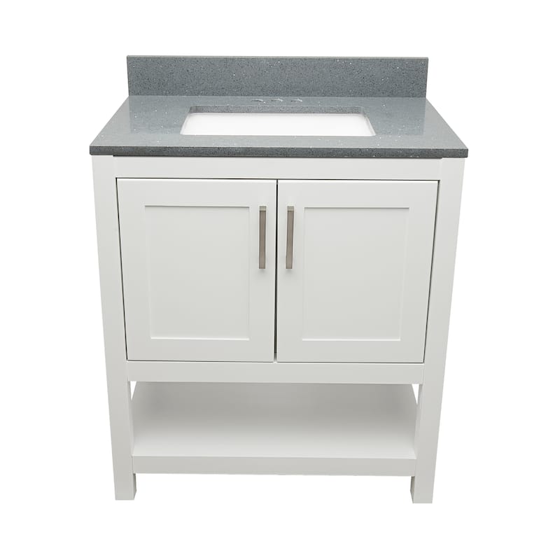 Taos 31" Bathroom Vanity with Cultured Marble Vanity Top Sink in White with White Basin