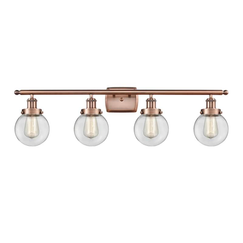 Innovations Lighting 916-4W-11-36 Beacon Vanity Beacon 4 Light 36" - Antique Copper / Clear