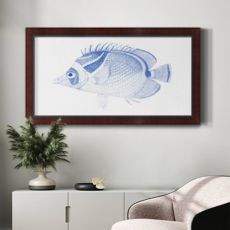 Blue & White Tropical Fish IV Premium Framed Canvas- Ready to Hang