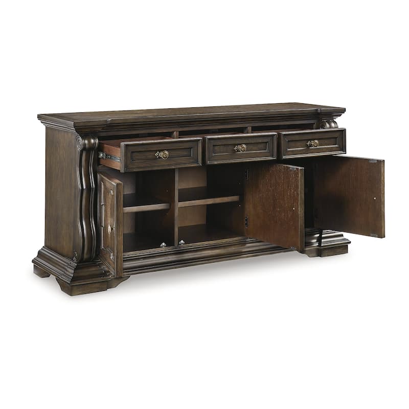Signature Design by Ashley Maylee Dark Brown Dining Buffet - 71.63" W x 20.75" D x 34.38" H