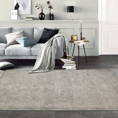 Gray Hand Woven Rustic/Primitive Moroccan 100% Wool Oriental Area Rug - 5' 3'' x 7' 7''