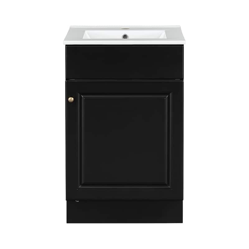 Bathroom Vanity with Sink, Vanity Set with Adjustable Shelf, Bathroom Cabinet with Storage Rack and Soft Closing Door