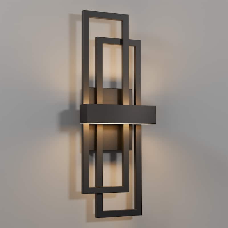 Modern Geometric Matte Black LED Flush Mount Wall Sconce