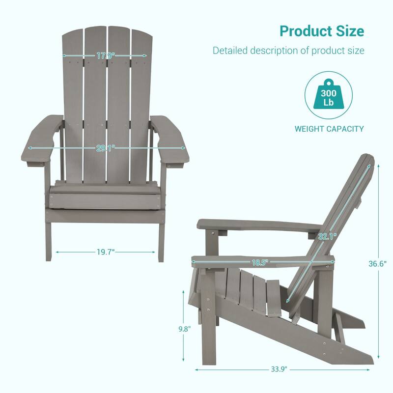 Bonosuki Patio Faux Wood Adirondack Chair Weather Resistant-Set of 2