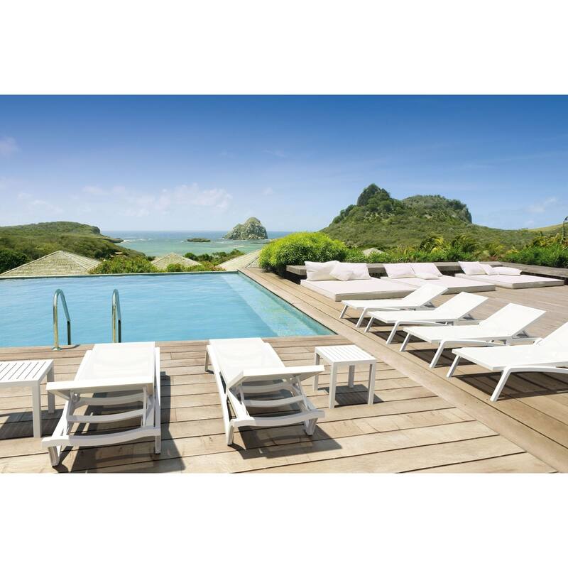 18" White Patio Square Resin Side Table with Drain Hole