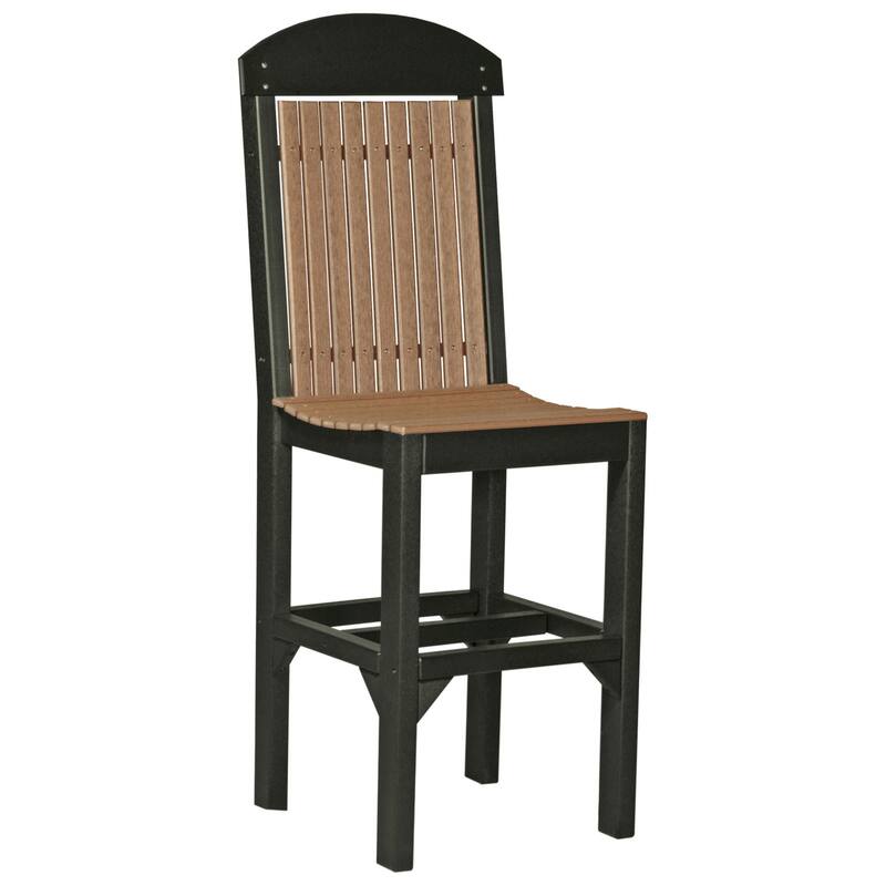 Set of 4 Poly Lumber Classic Dining Chairs - Side Chair - Antique Mahogany Woodgrain & Black - Extra Tall