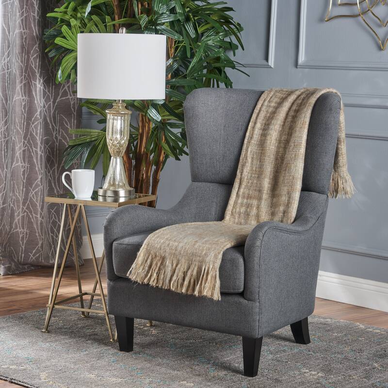 Modern Upholstered Armchair With Solid Leg - Charcoal