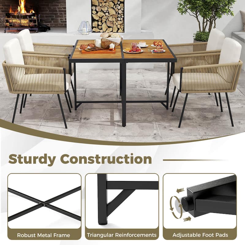 5 PCS Patio Dining Set Wicker Outdoor Dining Set w/Cushions