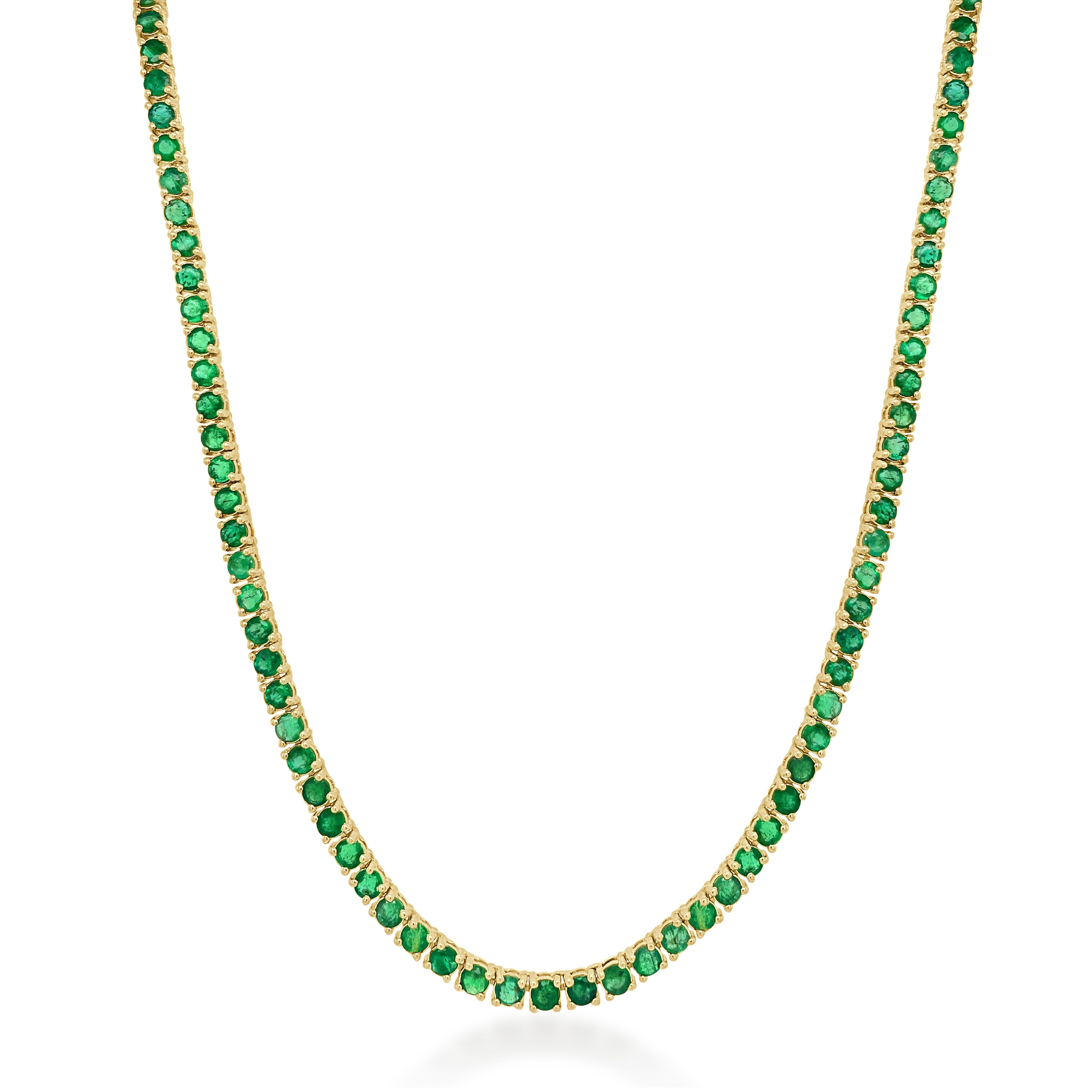 Joelle Collection Green Emerald Tennis Necklace 14K Gold 16 inches