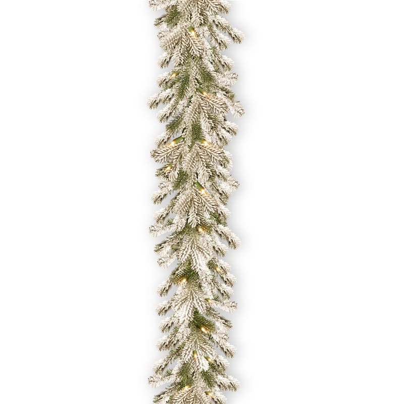 National Tree Company 9 ft. Feel Real Snowy Sheffield Spruce Garland with Twinkly LED Lights - 9 ft