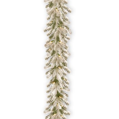 National Tree Company 9 ft. Feel Real Snowy Sheffield Spruce Garland with Twinkly LED Lights - 9 ft
