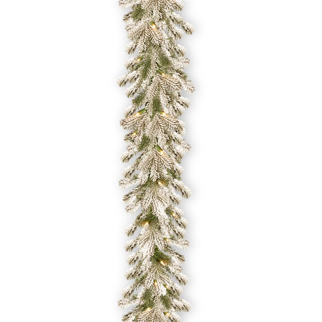 National Tree Company 9 ft. Feel Real Snowy Sheffield Spruce Garland with Twinkly LED Lights - 9 ft