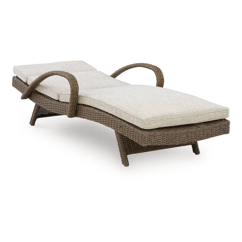 Signature Design by Ashley Carmel Bay Beige/Brown Chaise Lounge with Cushion - 30.13" W x 79.38" D x 39.75" H