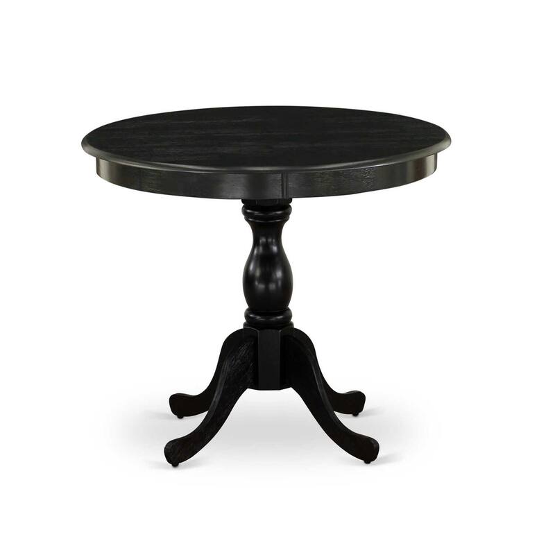 HomeStock 3-Piece Wirebrushed Black Solid Wood Top Button Tufted Dining Room Set (Seats-4)