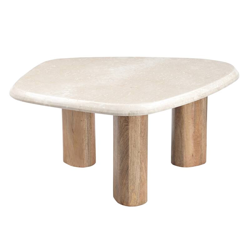 Marlin Modern Marble & Mango Wood Nesting Table Set
