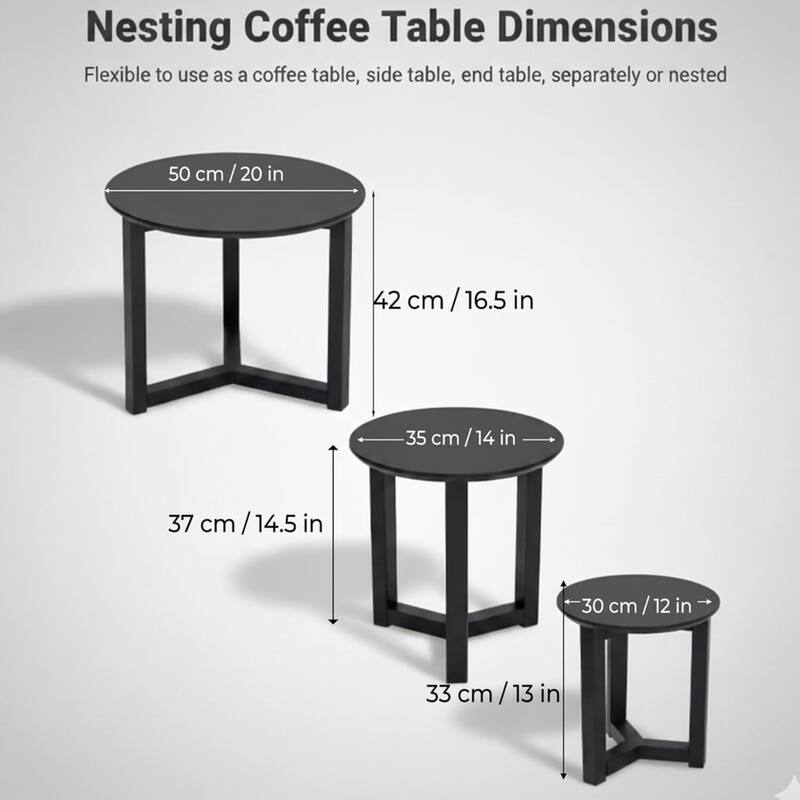 Modern Wood Nesting Tables 3 Nested Side/ End Tables (Set of 3)