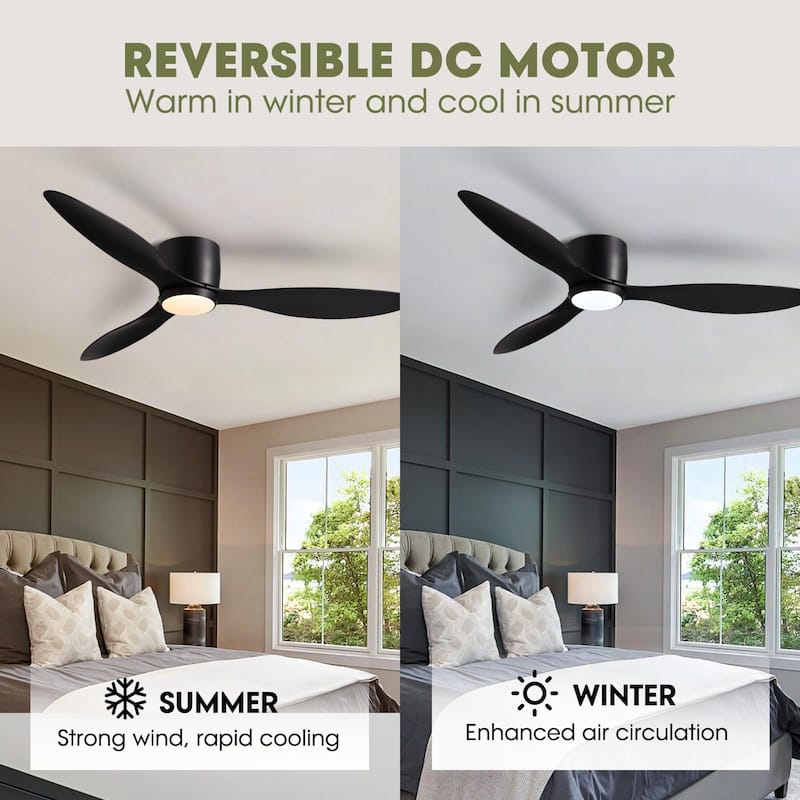 52 in. Sleek Ceiling Fan with Lights - Quiet Reversible DC Motor, Smart Control