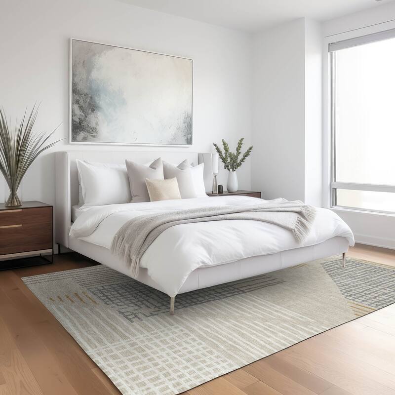 Machine Washable Indoor/ Outdoor Casual Contemporary Chantille Rug