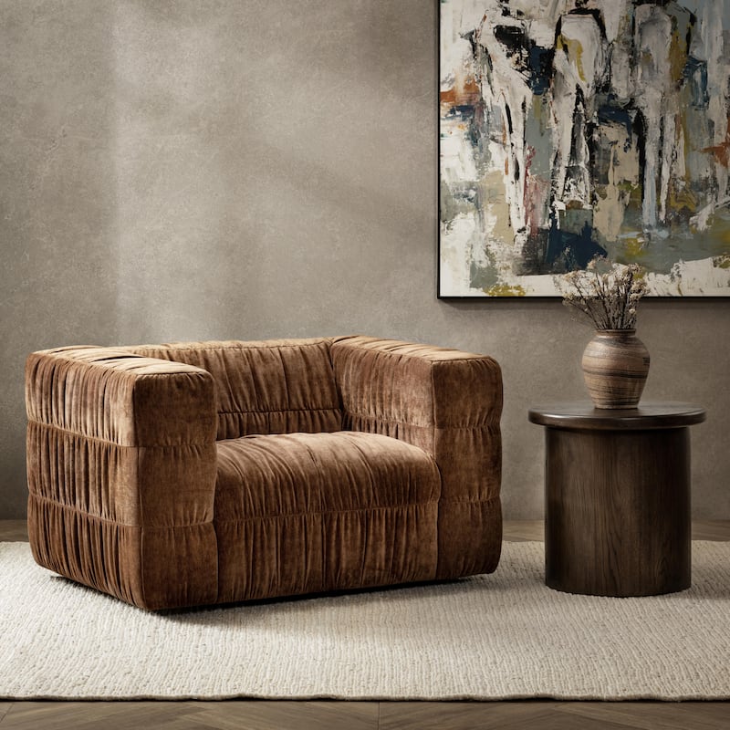 Classic Home Afeela Upholstered Fabric Swivel Chair - Bronze