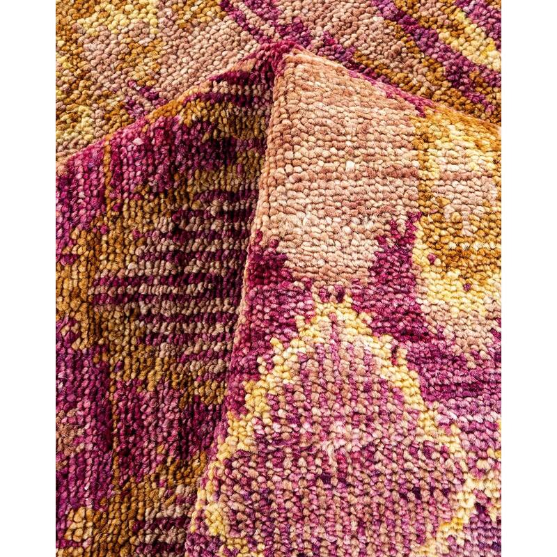 Overton Hand Knotted Wool Vintage Inspired Modern Contemporary Modern Purple Area Rug - 5' 0" x 11' 10"