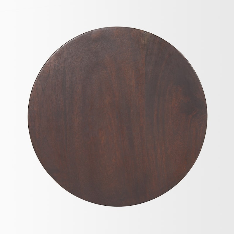 Novell Dark Brown Wood Pedestal Side Table