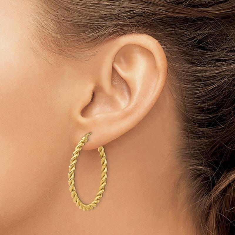 Curata 14k Yellow Gold Polished Twist Hoop Earrings - 35.5x35mm