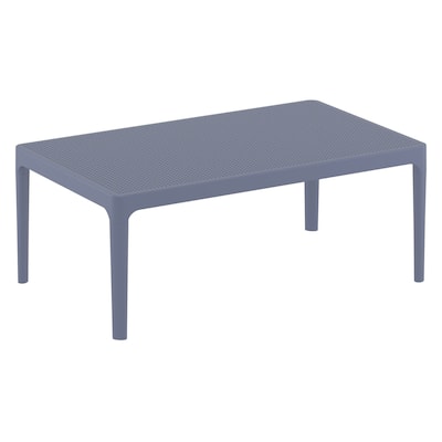 39.5" Dark Gray Patio Solid Rectangular Lounge Coffee Table