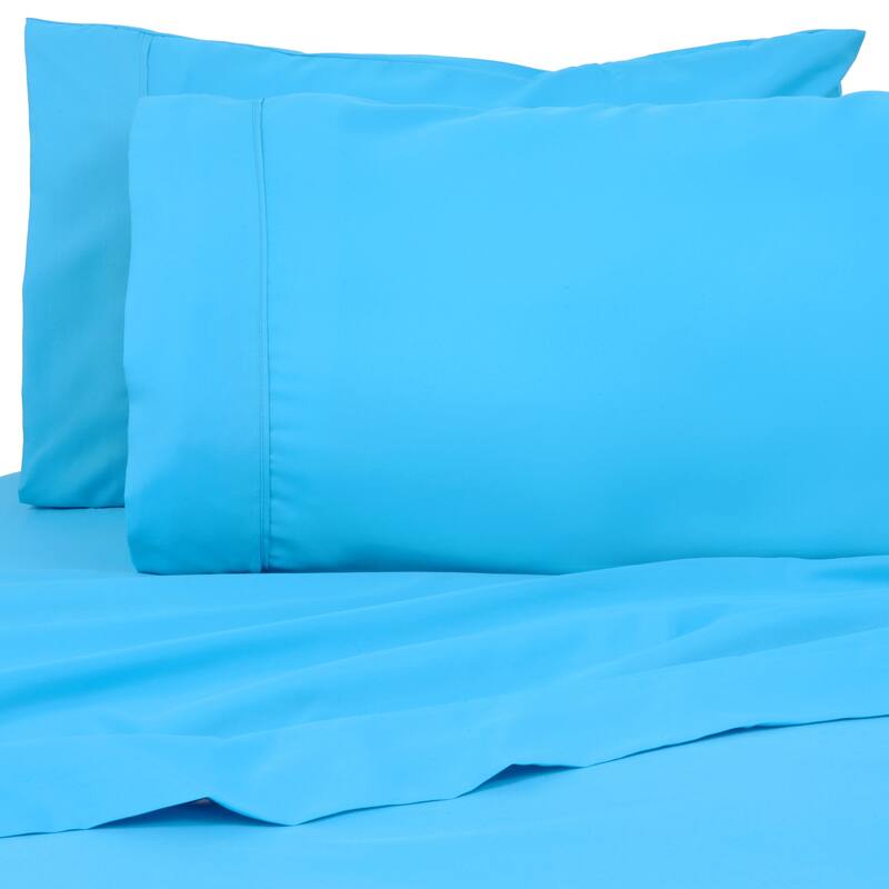 Premier Colorful Bright 4 pc Microfiber Sheet Sets - King - Aqua Blue