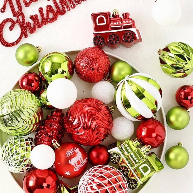 70 Shatterproof Christmas Ball Ornaments Set - N/A