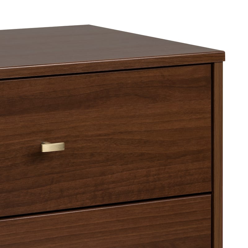 Prepac Milo Mid-Century Modern 2 Drawer Nightstand, Bedside Table, Contemporary Bedroom Furniture