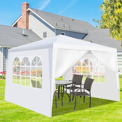 10-foot Square White Outdoor Party Canopy Patio Gazebo