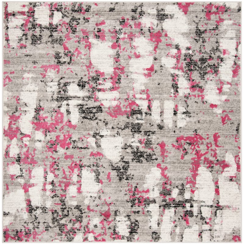 SAFAVIEH Skyler Jossie Modern Abstract Rug - 6'7" Square - Grey/Pink