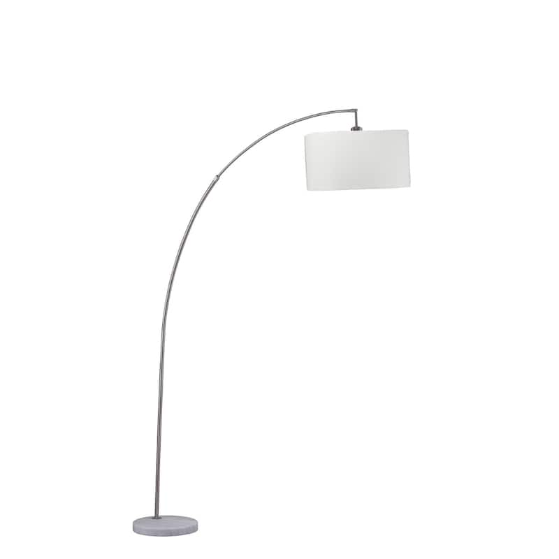 86"Arched Floor Lamp with Gray Drum Shade - 86" H x 16" W x 52.5" D - White