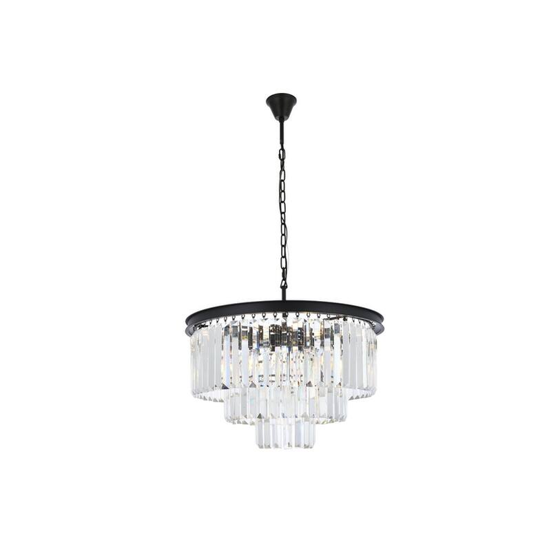 Royce Edge 9-Light Matte Black Chandelier - matte black (royal cut clear crystals)