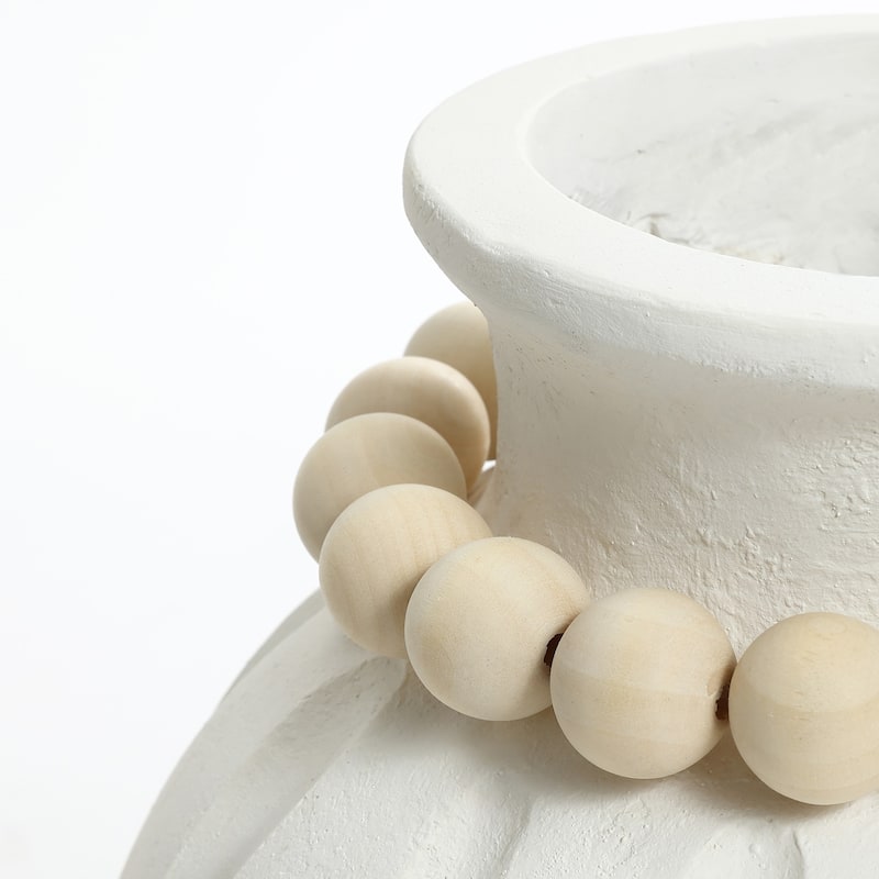 Modern White MgO 15-Inch Tall Round Vase