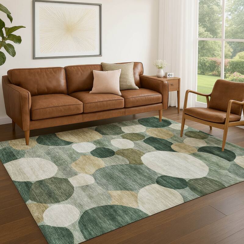 Machine Washable Indoor/ Outdoor Modern Circy Chantille Rug